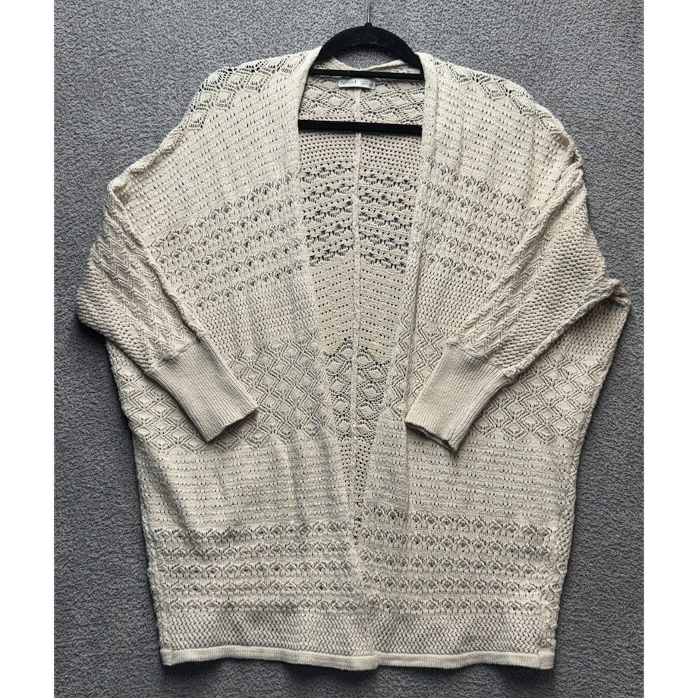 Bécool Crochet Knit Cotton Sweater M/L Cream Open Knit Boho Cottagecore Boho
